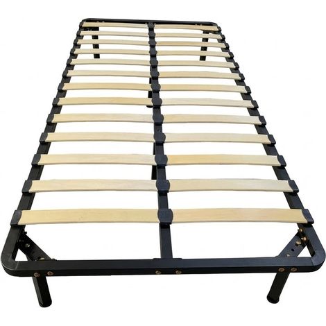 Rete Letto Singola 13 Doghe Ortopedica Struttura Metallo Nero 80x190cm