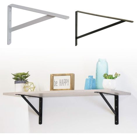 Support D'Étagère Très Résistant Kit 2 Pièces Peint Par Poudrage Fabriqué En Italie - Blanc 300mm