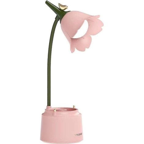 Lampe de bureau à fleur rose avec port de chargement USB (1/5)
