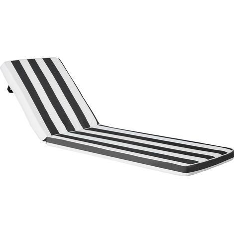 VEVOR Chaise Lounge Cushion, 74 x 22 x 3 in, Set of 2 Outdoor Lounge Chair Cushions, Waterproof & Fade-Resistant Sun Lounger Cushions with Ties, Patio Lounger Pads for Pool Deck, Black & White Stripes