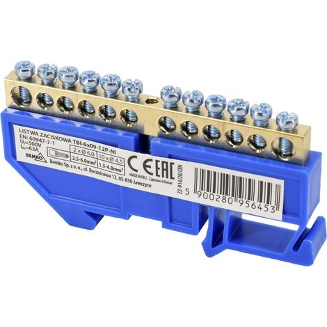 Morsettiera Schelinger per guida di collegamento 230V IP20 63A (1/2)