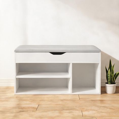 Console bianco en truciolato finta pelle 80 x 30 x 43 cm (1/5)