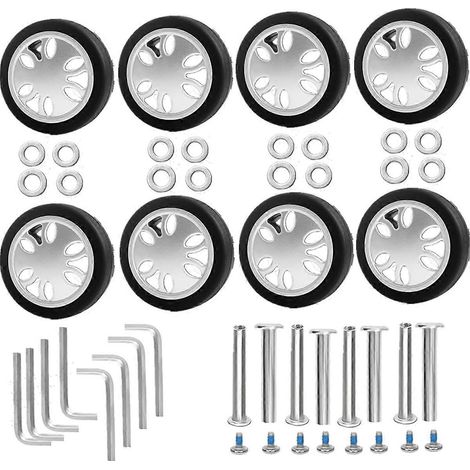 Kit de 8 roulettes de rechange pour valise, diamètre 50 mm (2 po), épaisseur 12 mm (0,47 po), en caoutchouc résistant et silencieux. (1/5)