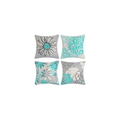 FLITI Set of 4 Waterproof Outdoor Linen Sunflower Cushion Covers 45x45cm Green (1/5)