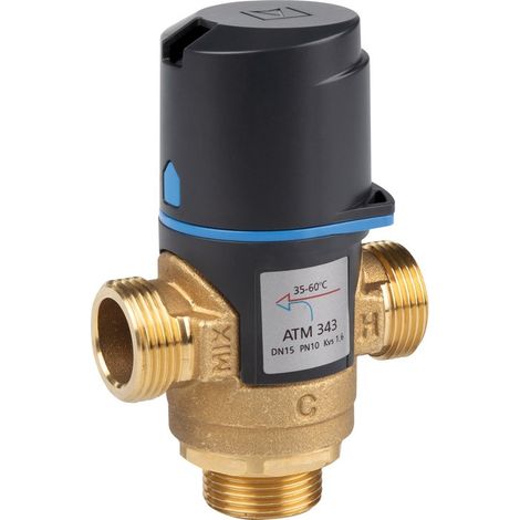 Mitigeur thermostatique ATM 343 – Plage de réglage 35-60°C – Débit min 6 L/min – Pression max 10 bars – Laiton pour systèmes à visser – Afriso (1/5)