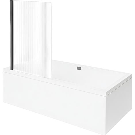 Baignoire droite VILLEROY ET BOCH Collaro 160 x 75cm Blanc mat  vidage et trop plein chrome + Pare bain gauche AURYS Raywall