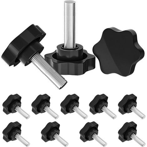12 Pièces Écrou à Poignée Étoile M6 x40mm - Vis à Oreilles, Bouton de Serrage, Tête Étoilée, Moletée - Pour Machine, Industrie, Équipement (1/5)