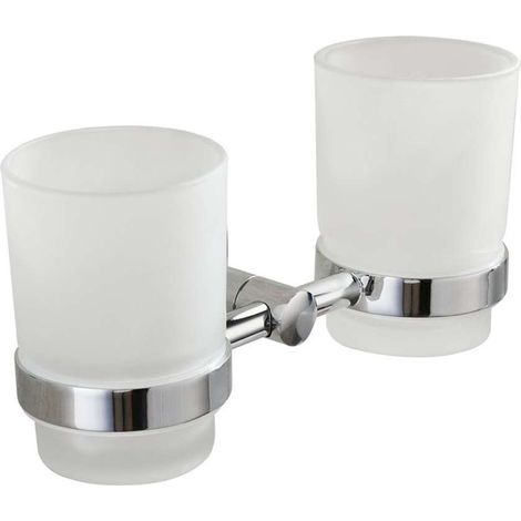 Aqualine Samba - Portavasos doble, cromo/vidrio opalino SB105 (1/2)
