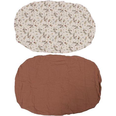 Lot de 2 draps-housses doux et respirants pour berceau bébé, taille universelle, rouge et marron.