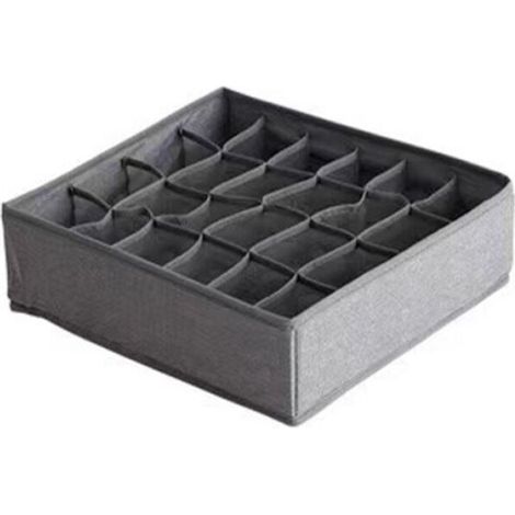 Cajas organizadoras para calcetines y ropa interior, organizador de cajones de 24 compartimentos, plegable, para guardar bufandas, corbatas, cinturones y otros accesorios (gris)