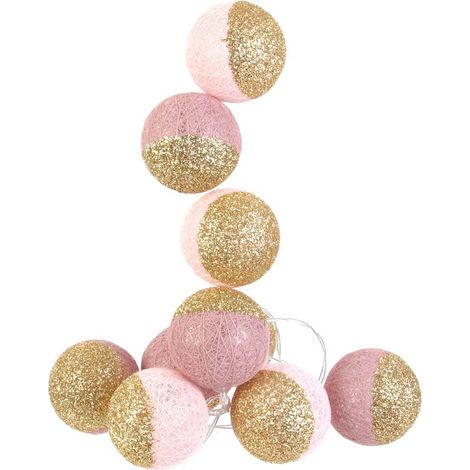 Guirlande lumineuse boules pailletées 10 leds (Lot de 2) (1/4)