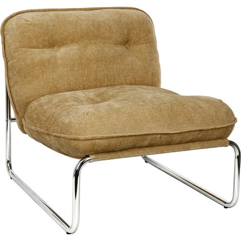 Fauteuil en tissu pieds chrome - Jaune moutarde - Basil (1/5)