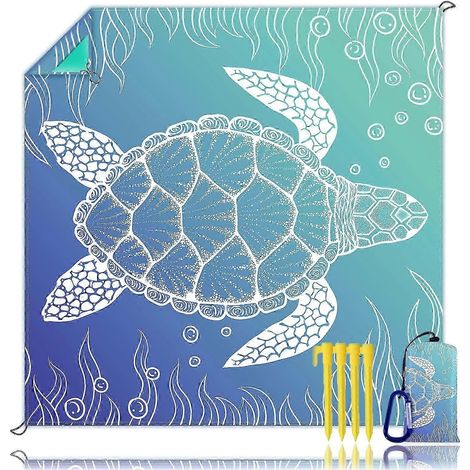 Couverture de plage imperméable et perméable au sable, 200 x 210 cm, pour 4 à 6 adultes, idéale pour un pique-nique léger. (1/5)