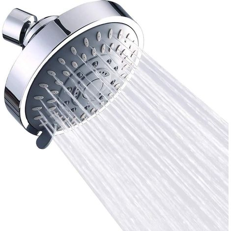 Pommeau de douche orientable Pomme de pluie ronde en tête de miroir face, Acier Chromé (1/5)