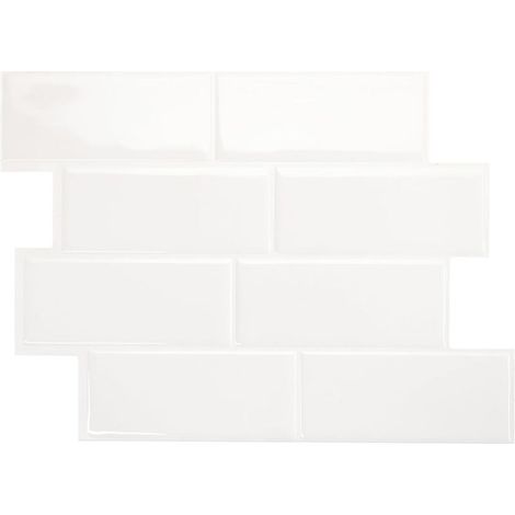 Wandaufkleber in Keramikfliesenoptik, weiß, 29,4 x 21,4 cm, 1 Blatt, selbstklebender Wandaufkleber aus kristallklarem PU-Epoxidharz. (1/5)