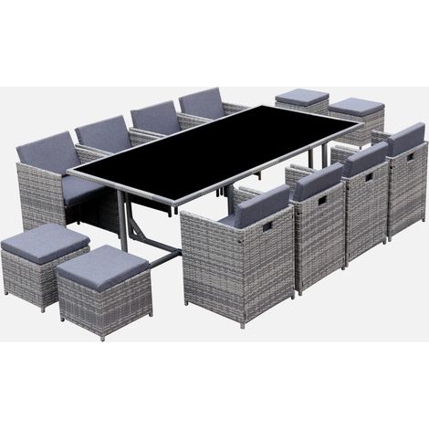 Mesa de jardín de resina con capacidad de 12 plazas