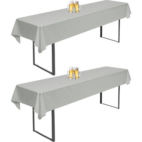2er-Set Biertischhussen Hellgrau 260x110cm Waschbar für 50/70cm Tische