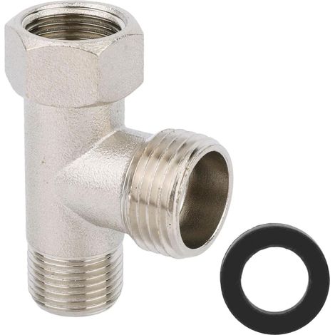 Connecteur en T 3 Voies, Valves de Raccordement 3 Voies, Vanne D'inversion WC en Cuivre 3/8" avec Dents Latérales 1/2" Vanne, Connecteur de Tuyau 3 Voies pour Maison, Salle de Bain, Jardin (1/5)