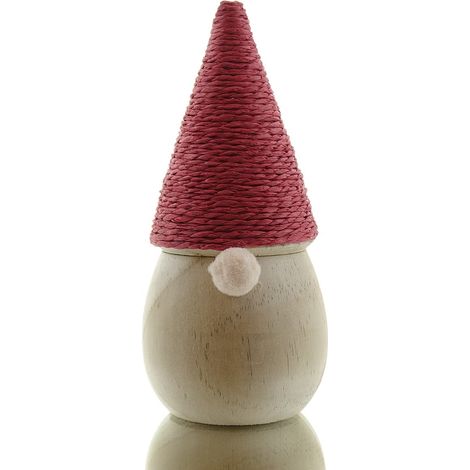 SCHEULEN Weihnachtsdeko Wichtel Natur & Rot mit Kordelmütze 12 cm - Holz (1/2)