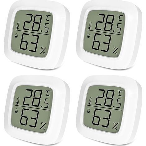 4 Thermomètre Hygromètre Numérique Thermomètre D'intérieur, Portables Hygromètre,Indicateur de Température et D'humidité pour Celsius le Contrôle du Climat Intérieur (1/5)