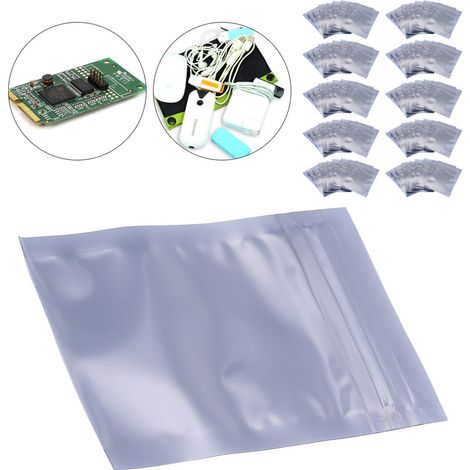 100 Pièces Pochettes Antistatiques 6x9cm pour Composants Électroniques (1/5)