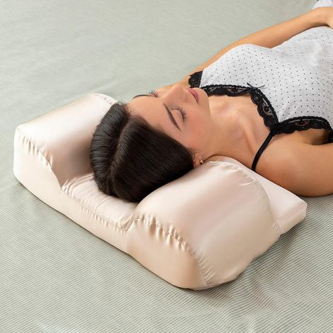 InnovaGoods Almohada Cervical Antiedad con Funda de Satén Beige