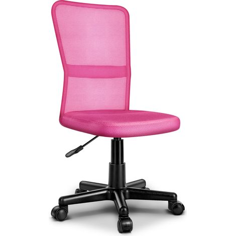 Tresko – Chaise de bureau rose – Hauteur réglable – Dossier respirant – Support lombaire – Roulettes pour sol souple – Dimensions 44x48x98cm