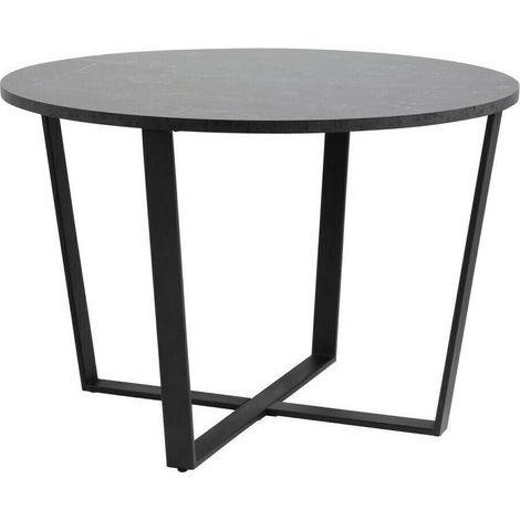 Mesa Norsica 309, Mármol negro + Negro, 75x0x0cm, MDF, Metal