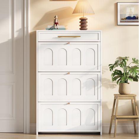 Meuble à chaussures 70 x 25 x 123,5 cm en MDF blanc, 6 niveaux, gain de place - CHICFURN (1/5)