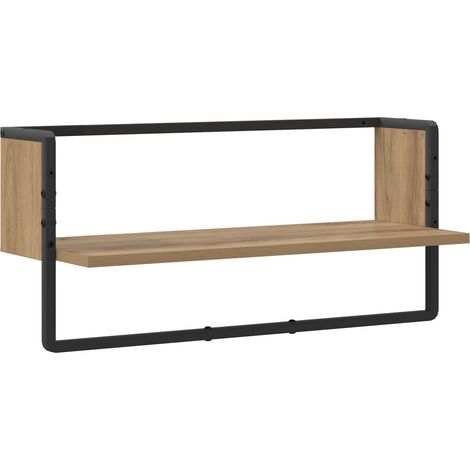 Wall Shelf Wall-Mounted Artisan oak 65 x 25 x 30 cm metal PB vidaXL (1/4)
