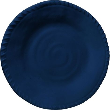 Assiette à Dessert Ronde en Mélamine Bleue avec Contour Effet Corde 23 x 23 x 2 cm - PANGIVO (1/2)