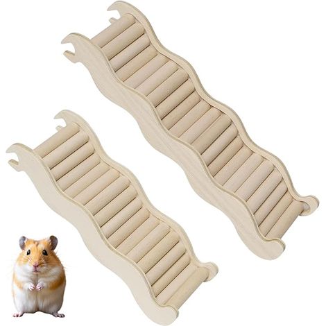 Wooden Hamster Ladder in Wave Shape for Cage Wooden Climbing Ladder for Hamster Decoration Multifunction Hamster Ladder for Gerbils Mouse Small Animals (1/5)