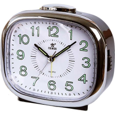 Réveil rétro avec veilleuse, réveil silencieux de chevet, décoration intérieure, horloge lumineuse, argenté. (1/5)