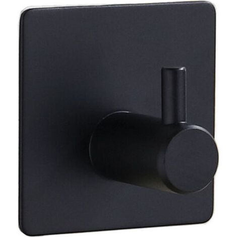 Pack of 4 Self-Adhesive Stainless Steel Towel Hooks for Hanging Towels and Clothes (Black) (1/5)