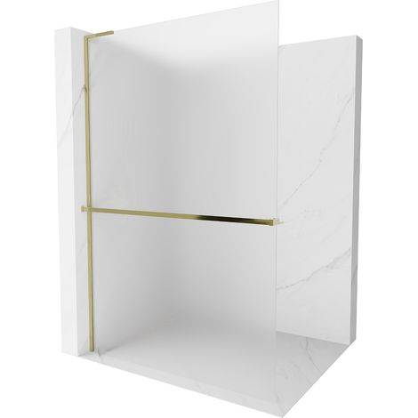 Mexen Kioto+ L Duschwand mit Ablage Walk-in 110 x 200 cm, frosted, gold - 800-110-123-50-30