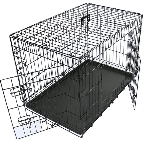 Pet Puppy Crate Folding Dog Training Travel Cage with Detachable Tray 36" Black