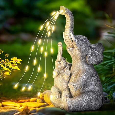 Statue solaire d'éléphant pour jardin, décoration extérieure, terrasse, cadeau pour maman ou femme, décoration d'éléphant, Câlin D'éléphant (1/5)