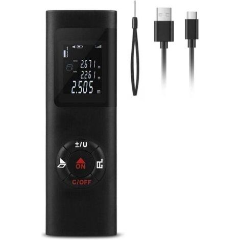 Telemetre Laser 60m, IPSXP Portable Laser Numrique Metre de Calcule Distance Surface Volume/Fonction Pythagore/IP54/LCD Rtro-clairage/Rechargeable (1/4)