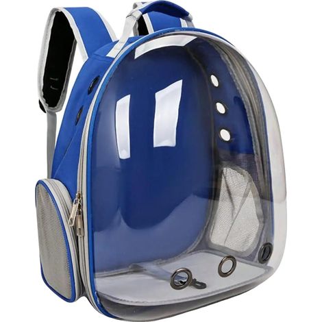 Mochila para gatos, diseño transpirable, correas ergonómicas, AZUL OSCURO (1/2)