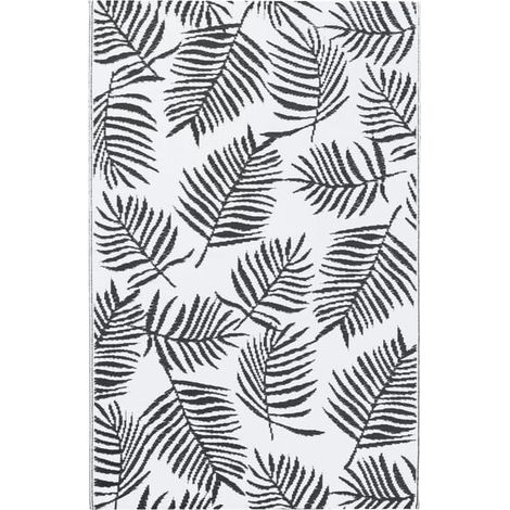 Tapis d'extérieur ARAKIL, noir et blanc, 120x180 cm, matériau PP. (1/5)