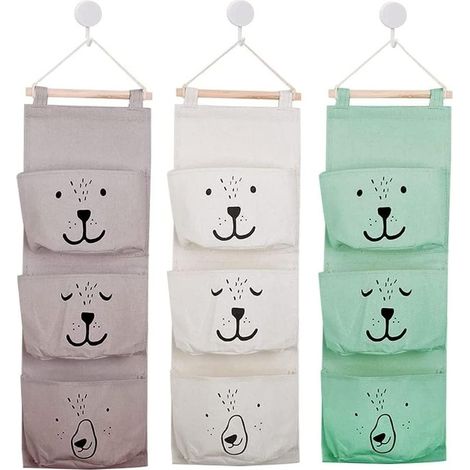 3-teiliges Hängeaufbewahrungsset, 60 x 20 cm Wandorganizer aus Stoff für die Tür, Hängeaufbewahrungstaschen, Organizer für Badezimmer, Kinderzimmer, Babyzimmer (3 Farben) (1/5)