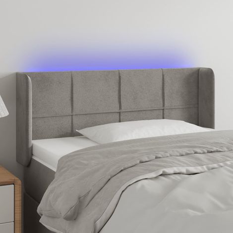 Tête de lit à LED Résistante et économique, Panneau de lit, Gris clair 83x16x78/88 cm Velours OIB2971E (1/5)