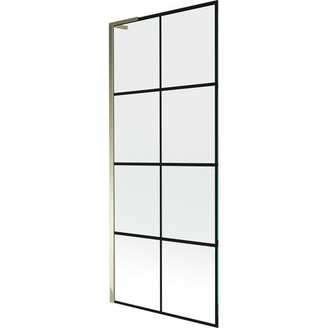 Mexen Next L Badewannenabtrennung 1-flügelig 80 x 150 cm, schwarzes Muster, gold - 895-080-000-03-77-50 (1/5)