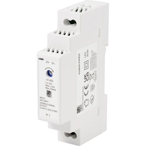 TRU COMPONENTS TC-10580800 Hutschienen-Netzteil (DIN-Rail) 12 V/DC 1.25 A 15 W Anzahl Ausgänge:1 x (1/5)