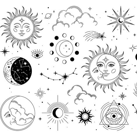 Tela decorativa para exteriores Oxford - Motivo de sol y estrellas I DR110 (1/5)