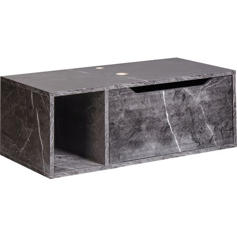 Mueble de pared para baño suspendido 2 estantes 80 x 40 cm efecto mármol negro Cascavel
