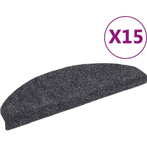 Maison Exclusive - Tappetini per scale autoadesivi 15 pz 65x21x4 cm Grigio scuro Semicircolari Grandi (1/5)