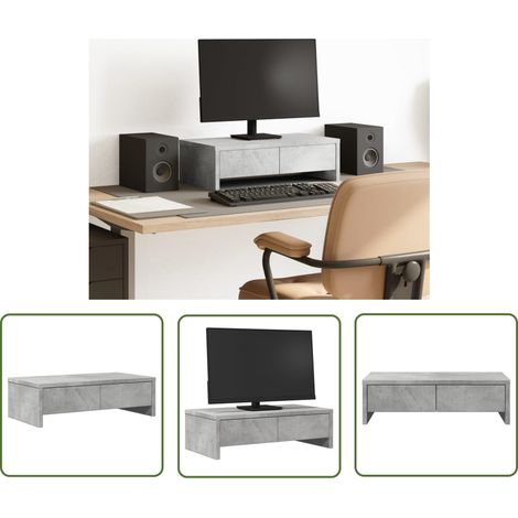 vidaXL Monitorständer mit Schubladen Betongrau 50x27x15 cm (1/5)