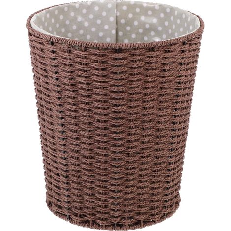 Panier de Rangement Tressé en Rotin Marron Cadre en Fer, Panier Ménager pour Salle de Bain ou Chambre, Conteneur Polyvalent pour Linge et Objets Divers (1/5)
