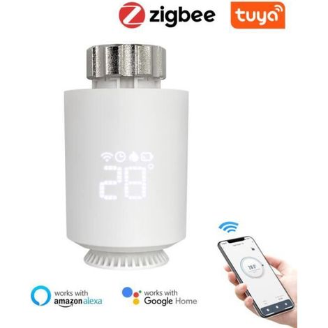 Tete Thermostatique - Zigbee 3 0 - Pour Radiateur - Programmable 7 Jours - 2 Piles AA - M30x1 5